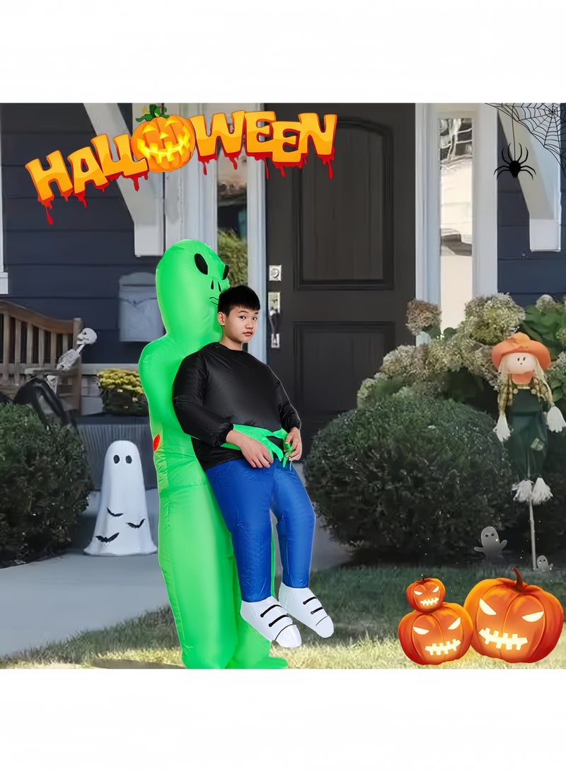 GGEROU Inflatable Alien Rider Costume Halloween Costume for Kids Inflatable Costumes Cosplay Party Dress Up, Green - Image 2