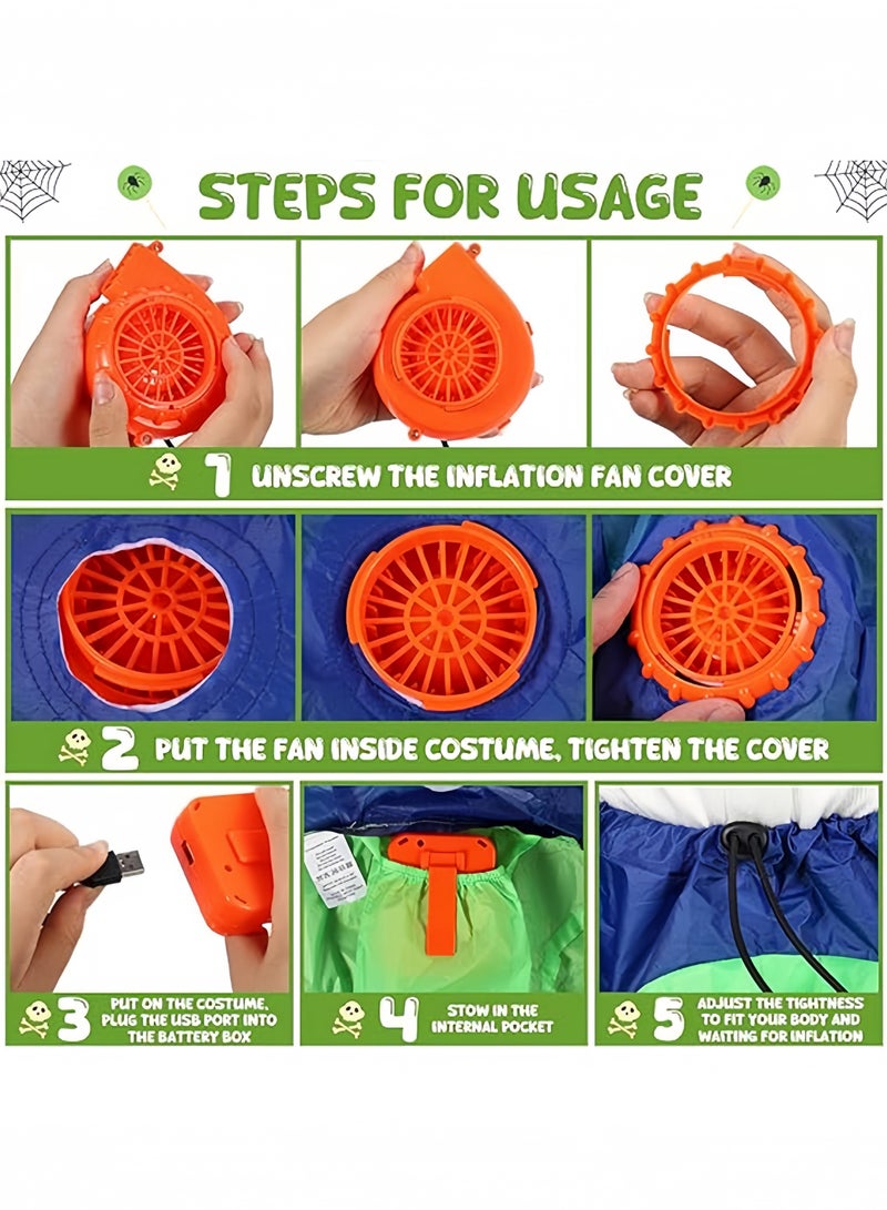 GGEROU Inflatable Alien Rider Costume Halloween Costume for Kids Inflatable Costumes Cosplay Party Dress Up, Green - Image 5