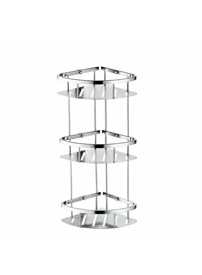 Bluejw Engineering 304 Stainless Steel Basket Bathroom Non-perforated Storage Rack Corner Basket Double-layer Corner Bathroom Shelf - Image 1