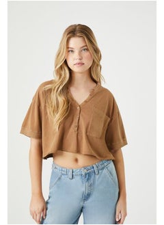 Button-Front Crop Top