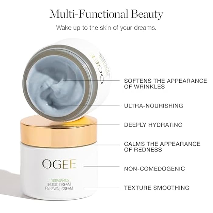 OGEE Indigo Dream Renewal Cream Face Moisturizer - Hydrating Face Cream with Hyaluronic Acid & Ceramides - Organic Ingredients, Cruelty-Free & Made in USA - Image 3