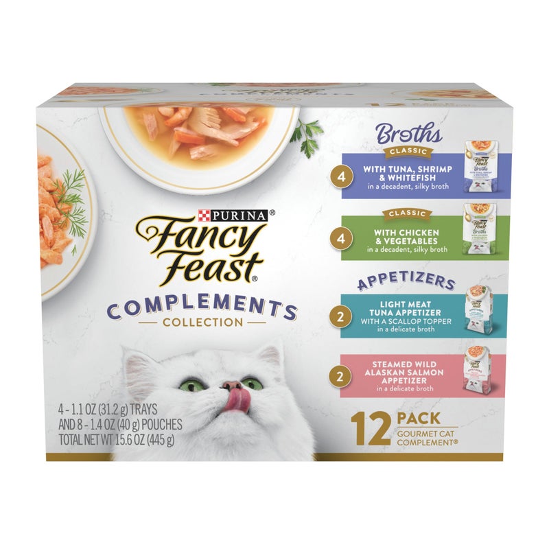 Fancy Feast Purina Fancy Feast Lickable Appetizers and Broths Collection Grain Free Wet Cat Food Topper Variety Pack - 12 ct. Box (Pack of 2 Pack) - Image 1