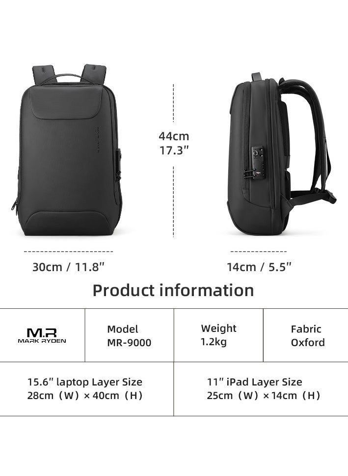 MARK RYDEN MARK RYDEN 9000 Anti-thief Lightweight backpack fits for 15.6″ Laptop & 11″ iPad with USB port  - Image 3