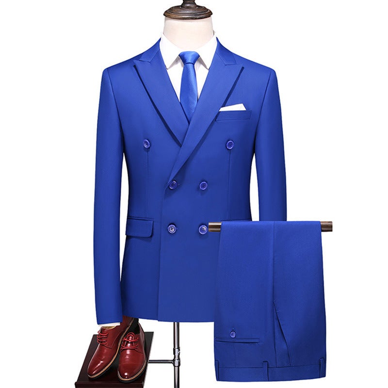 Autumn Long-Term Export Promotion Of Men'S Plus-Size Two-Piece Suit With Double-Breasted Solid Color Stand For - Image 2