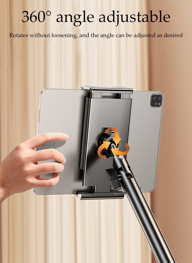 DUNISO Multi Functional Mobile Phone Holder 360° Adjustable Angle Portable Foldable Mount Phone Tablet Stand Stand with Arm Clamp 3-section Mechanical Shaft Bed Desk Phone Holder for All 4-10.7” Devices - Image 5