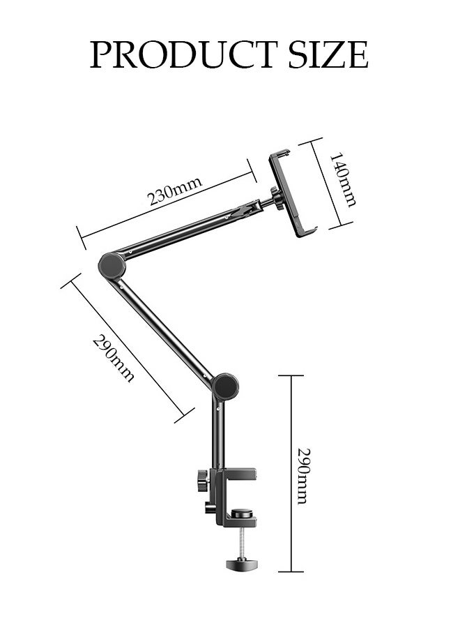 DUNISO Multi Functional Mobile Phone Holder 360° Adjustable Angle Portable Foldable Mount Phone Tablet Stand Stand with Arm Clamp 3-section Mechanical Shaft Bed Desk Phone Holder for All 4-10.7” Devices - Image 3