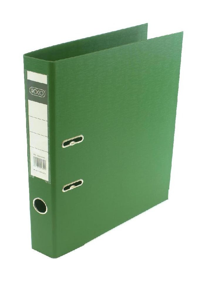 روكو ملف صندوق قياسي – ظهر 5 سم، حجم F4/A4، أخضر، بولي بروبلين/لوح مضغوط