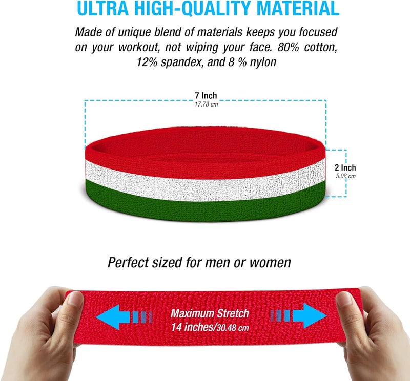 Suddora Striped Sweatband Set, Moisture Wicking 2 Wristbands and 1 Headband, Breathable Athletic Sweat Bands for Sports, Costumes & Cosplay, Matching Bands to Wear with Jersey - Image 1