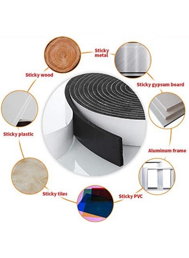 Royal Apex Double Sided Foam Tape Multi-Surface Black Adhesive Weatherstrip Seal Insulation Tape Window Insulation Weather Stripping For Doors Waterproof Dustproof Soundproof 1 Inch - Image 4