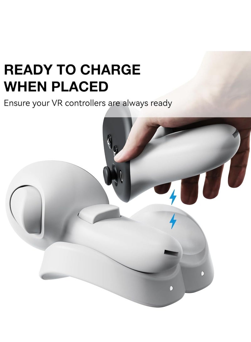 Controller Charging Dock for Meta Quest 3 Accessories, VR Charging Station Stand for Oculus Quest 3 Controllers, Controllers Display Holder for Quest 3, with 2 Rechargeable Batteries - Image 2