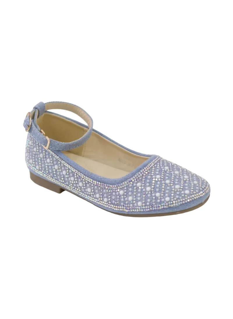لاماراباريس SLOANE GIRLS DENIM BALLERINA WITH PEARLS BLUE