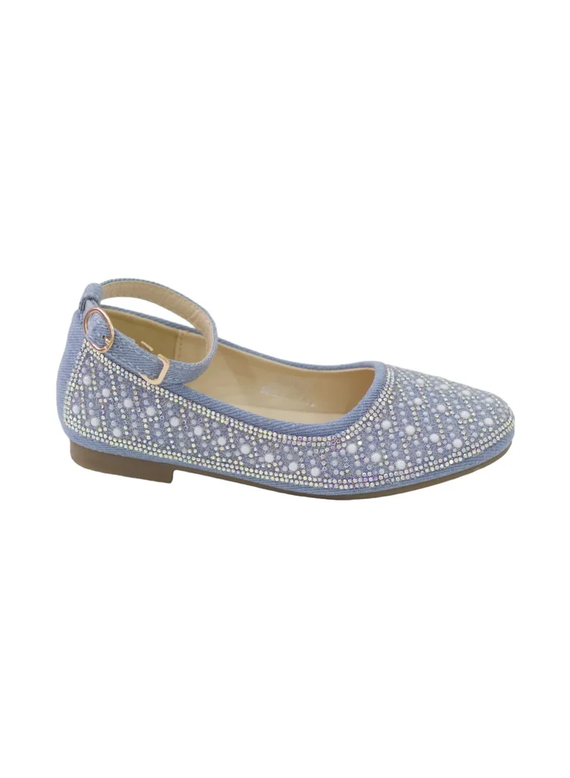 لاماراباريس SLOANE GIRLS DENIM BALLERINA WITH PEARLS BLUE