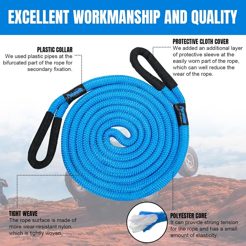 Perantlb Kinetic Recovery Rope 7/8 x 20ft (26000lbs) - Heavy-Duty Nylon Double Braided Tow Rope for Trucks, ATVs, UTVs, SUVs - Image 4