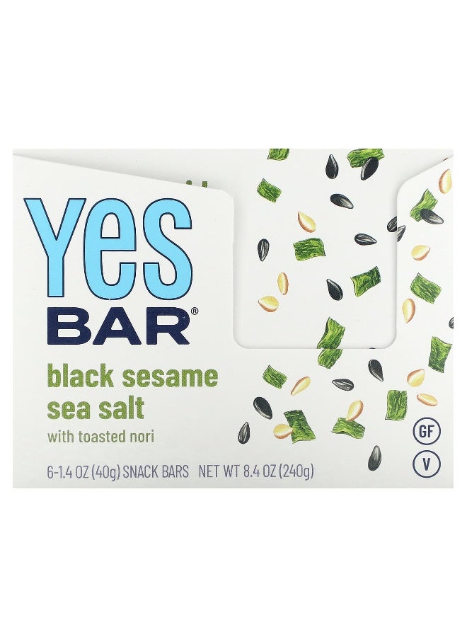 Yes Bar Yes Bar, Snack Bar, Black Sesame Sea Salt, 6 Bars, 1.4 oz (40 g) Each - Image 1