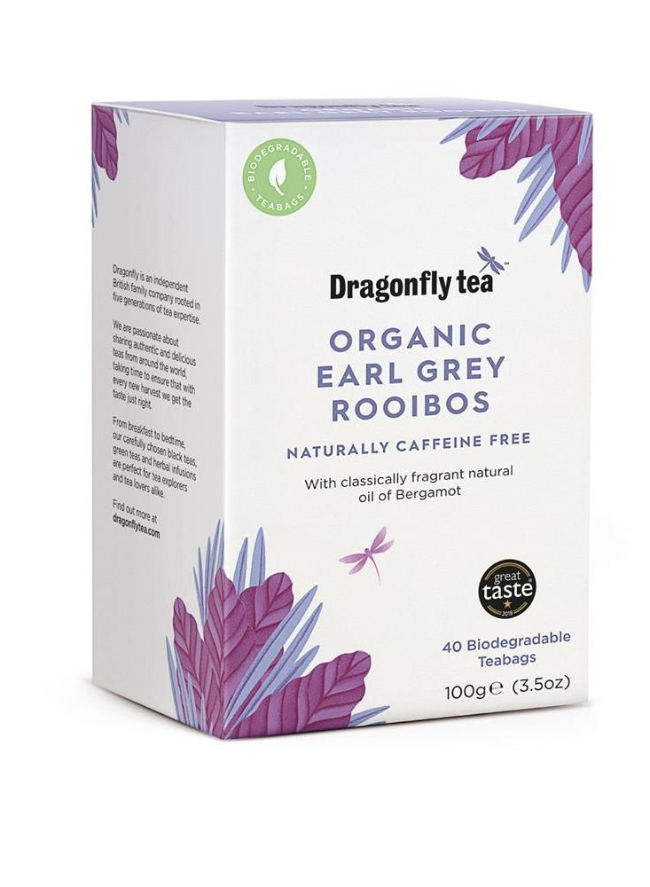 Dragonfly tea Organic Earl Grey Rooibos 40 Bags 100 G - Image 1