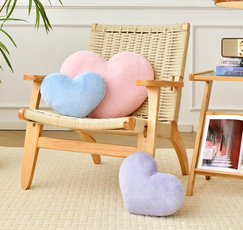 Petrella Throw Pillows Heart Pillow Cute Fuzzy Pillows for Bed Livingroom Home Decor Cushion Decorative Aesthetic Preppy Pillows Pink1,Small 13"x10" - Image 5