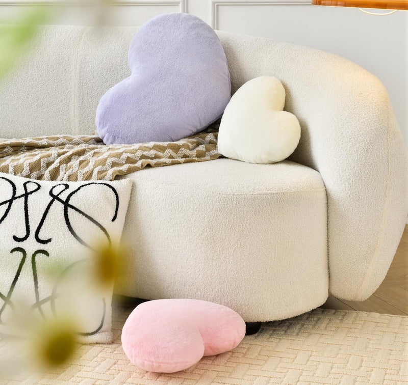 Petrella Throw Pillows Heart Pillow Cute Fuzzy Pillows for Bed Livingroom Home Decor Cushion Decorative Aesthetic Preppy Pillows Pink1,Small 13"x10" - Image 4