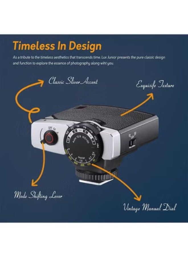 جودوكس فلاش كاميرا Godox Lux Junior Retro، GN12 مع قوة فلاش 7 مستويات، CCT 6000K±200K مع تحكم بصري S1/S2 لفوجي، لكانون، لنيكون، لسوني، لكاميرا أوليمبوس - Image 4