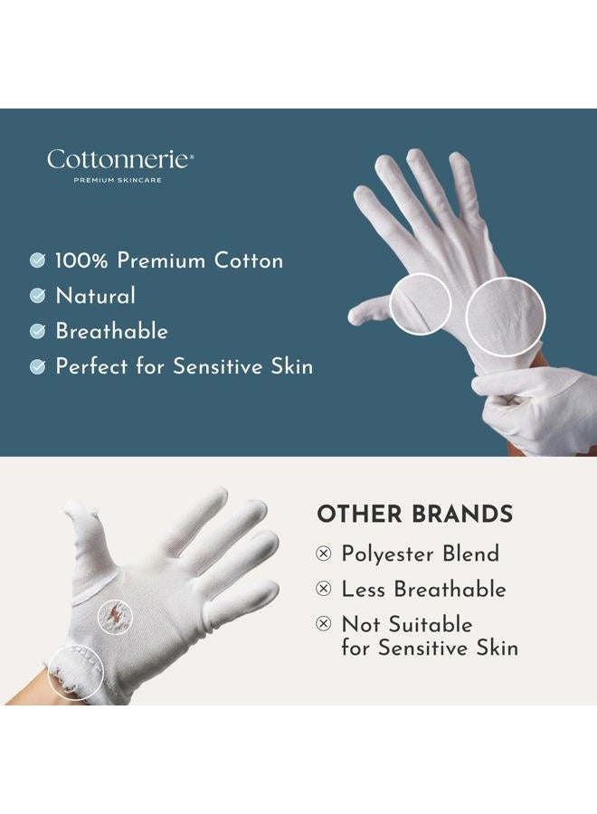COTTONNERIE قفازات جكسكو المرطبة لليلة واحدة من القطن | جودة قماش فحص تجميلي متميزة | علاج سبا للبشرة الجافة والحساسة والمتهيجة مع حزام معصم آمن - Image 3