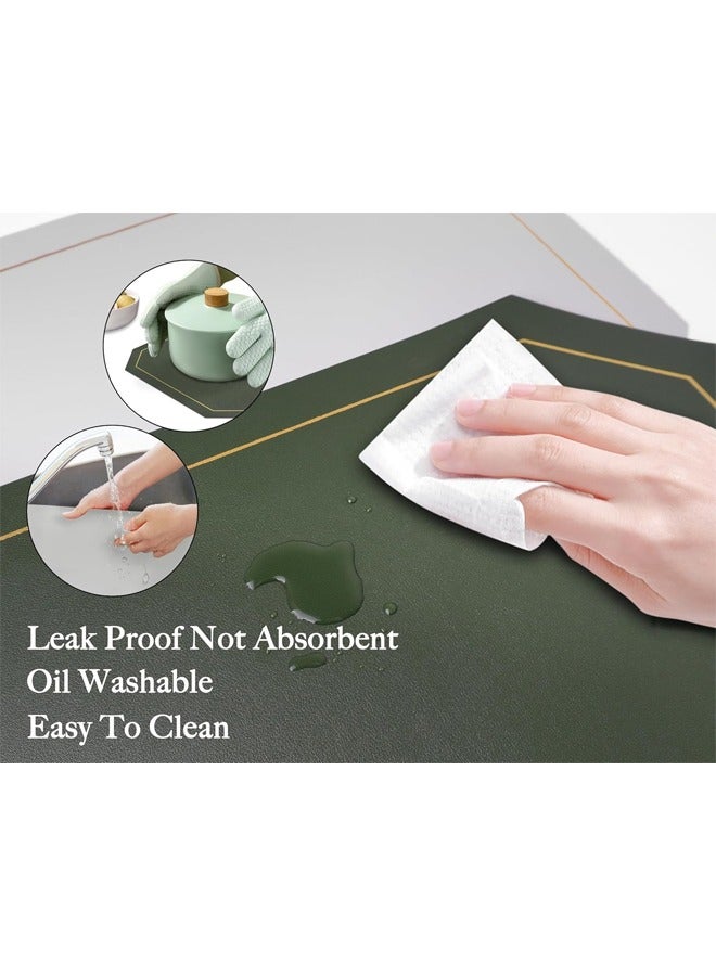 DUNISO 4 Piece Set of Octagonal Table Placemats，Including 4 Placemats and 4 Coasters， Dual Sided Table Placemats Non-Slip Placemats Wipe Clean Stain Resistant Placemats，43x30cm,Green&Grey  - Image 4