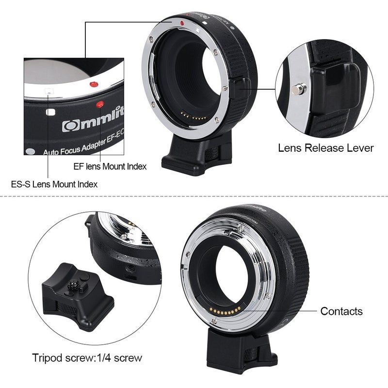 Commlite CM-EF-EOS M Electronic Auto-Focus Lens Mount Adapter-Canon EF/EF-S D/SLR Lens to Canon EOS M (EF-M Mount) Mirrorless Camera Body Adapter for Canon EOS M1 M2 M3 M5 M6 M10 M50 M100 - Image 3