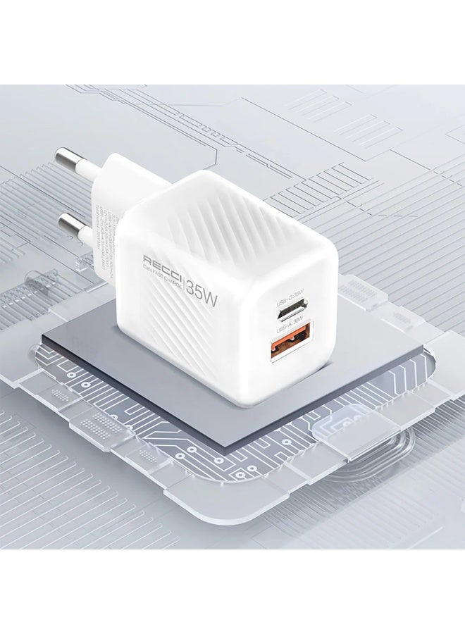 Recci Charger PD 35W Dual-port Output 3.1.5m – White, RC83ECC - Image 4