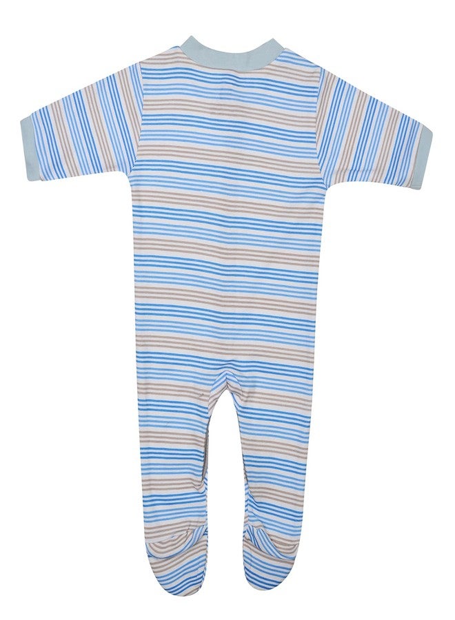 Magic Town® 100% Hosiery Cotton Unisex Long Sleeve Sleep Suit Romper for Boys Girls and Infants Set of 3 (multi color, light blue) (0-3 Months) - Image 5