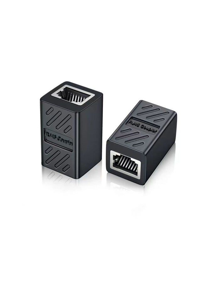 RJ45 Coupler ethernet LAN Connector Cable Pack Of 2 black  - Image 1