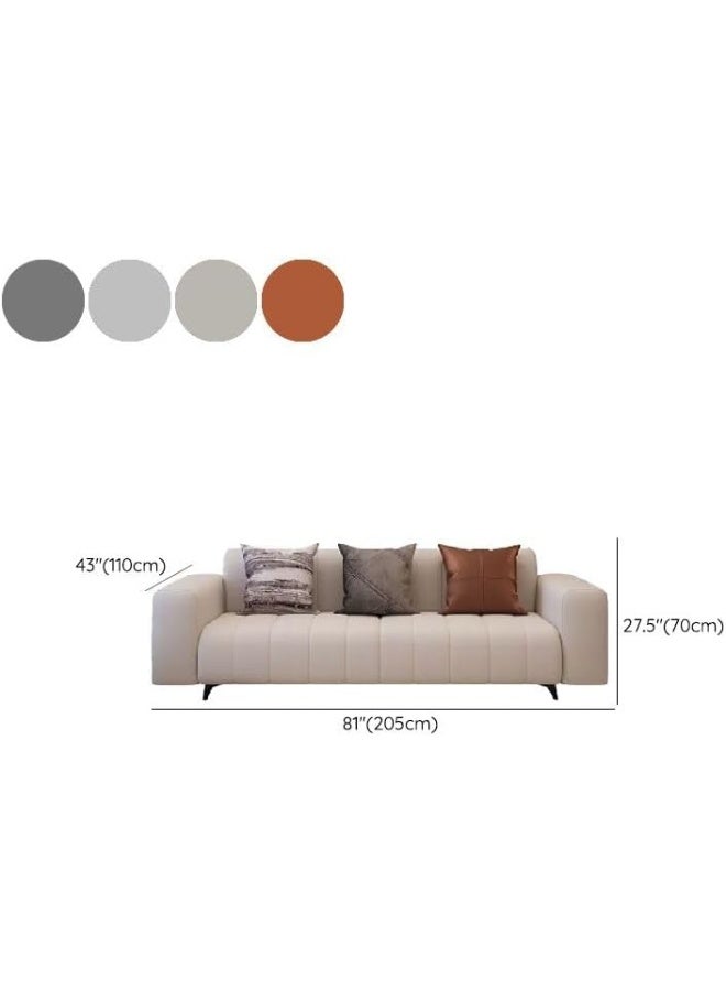 Ripple FURNITURE Modern Sofa with Ottoman, Channel Tufted Design, Fabric (Grey) - Image 2
