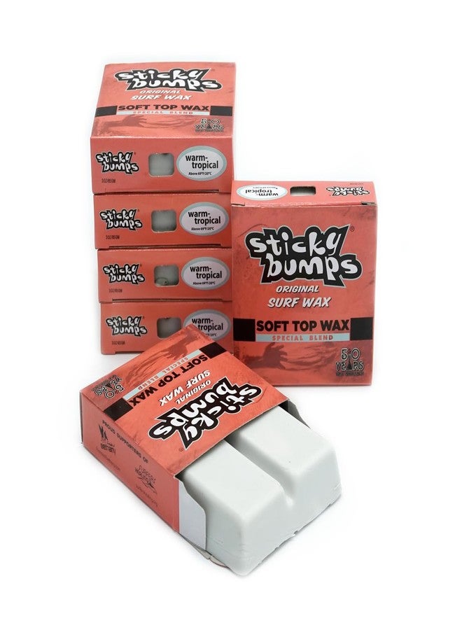 Sticky Bumps Softboard Warm/Tropical Surf Wax - 6 Pack | Long-Lasting Surfboard Wax | Great Bump Building for Surfing | Non-Toxic, Nature-Safe | Warm Water Surf Wax for Temps 69°F / 20°C Above.