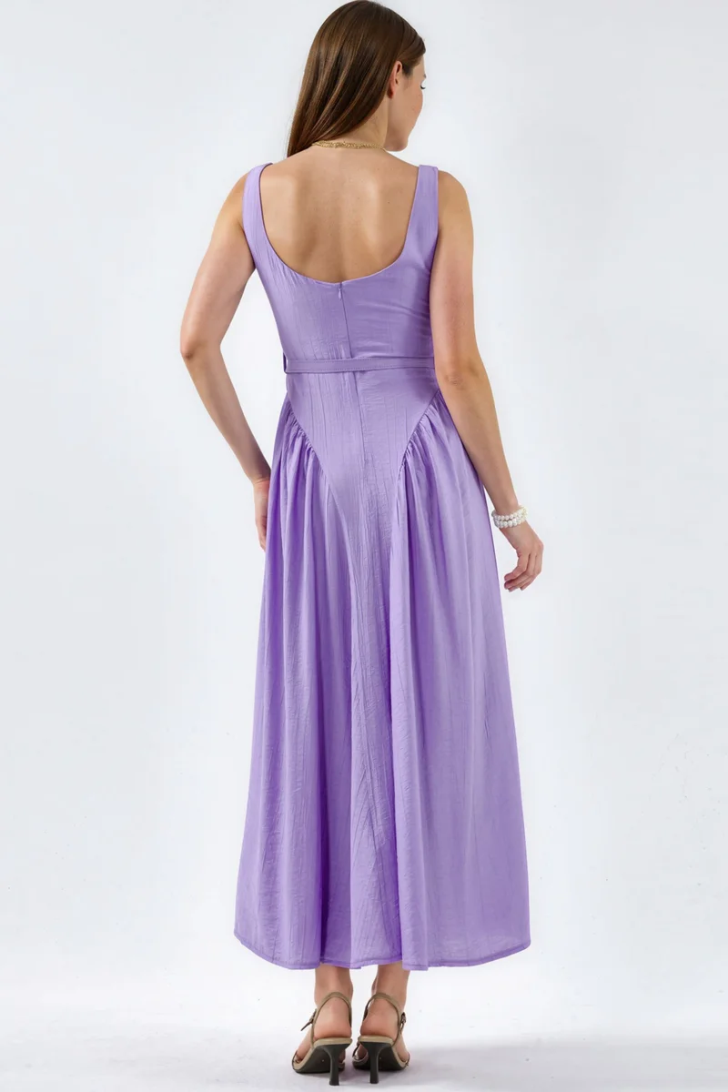 Busem BUSEM Square Collar Belted Midi Dress