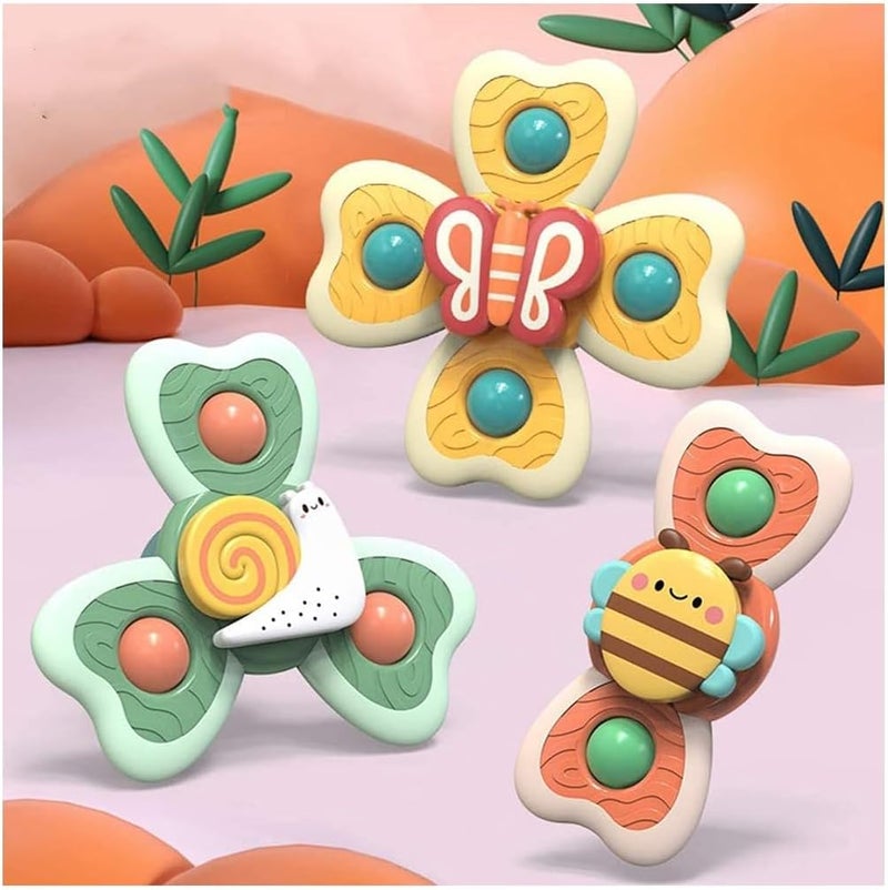 3 Pcs Suction Cup Spinning Top Toys for Kids, Hand Spinner Toy 6-12-18 Months, Fidget Sensory Bath Sucker Toys, Relief Stress Toy for Toddlers, Gifts for Boy Girl - Image 4