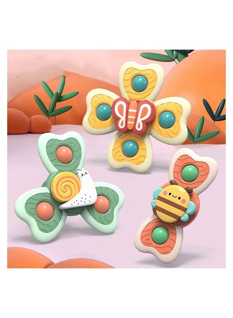 SYOSI Baby Cup Spinner Toy with Suction Cup, Baby Bath Toys, Spinner Toys, Cartoon Spinning Suction Toys, Lovely Gift for Baby and Children BPA Free 3 Pack  - Image 4