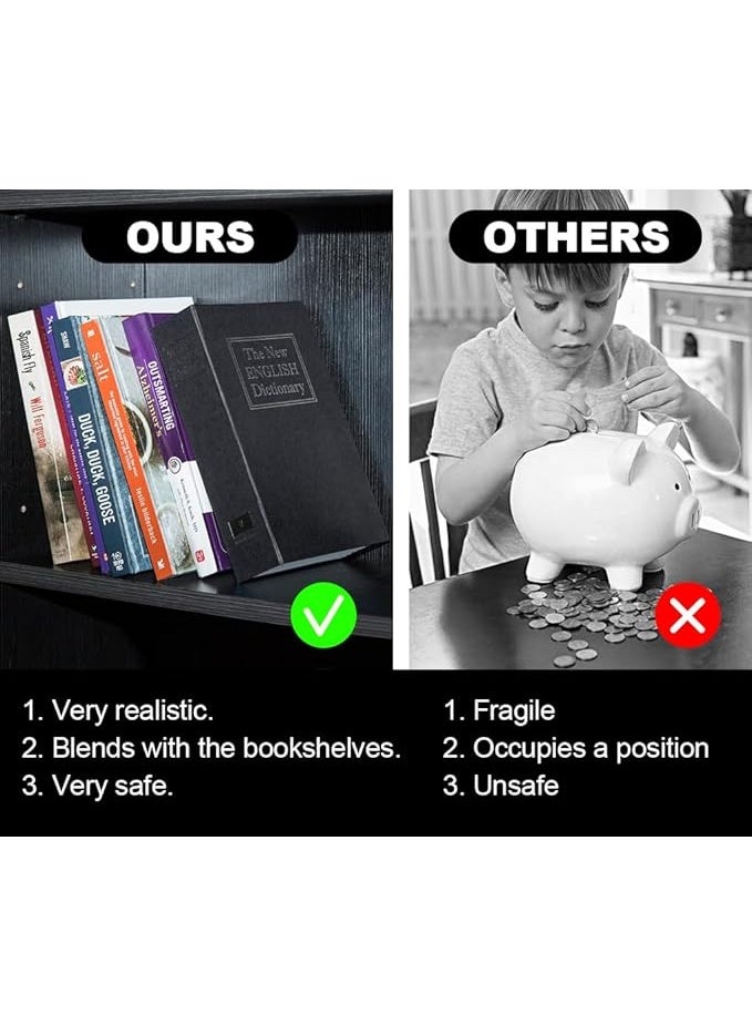Book Safe, Money Hiding Box, Diversion Book Safe for Saving Coins, Bank Cards, ID Cards, Documents, Jewelry, Black - Image 4