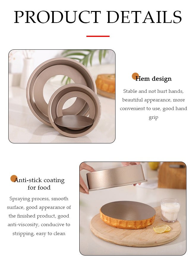 DUNISO 2 Pieces of Circular cake molds, carbon steel baking mold，baking tray, detachable bottom,curled edge design，suitable for making baked cake cheesepudding  - Image 4