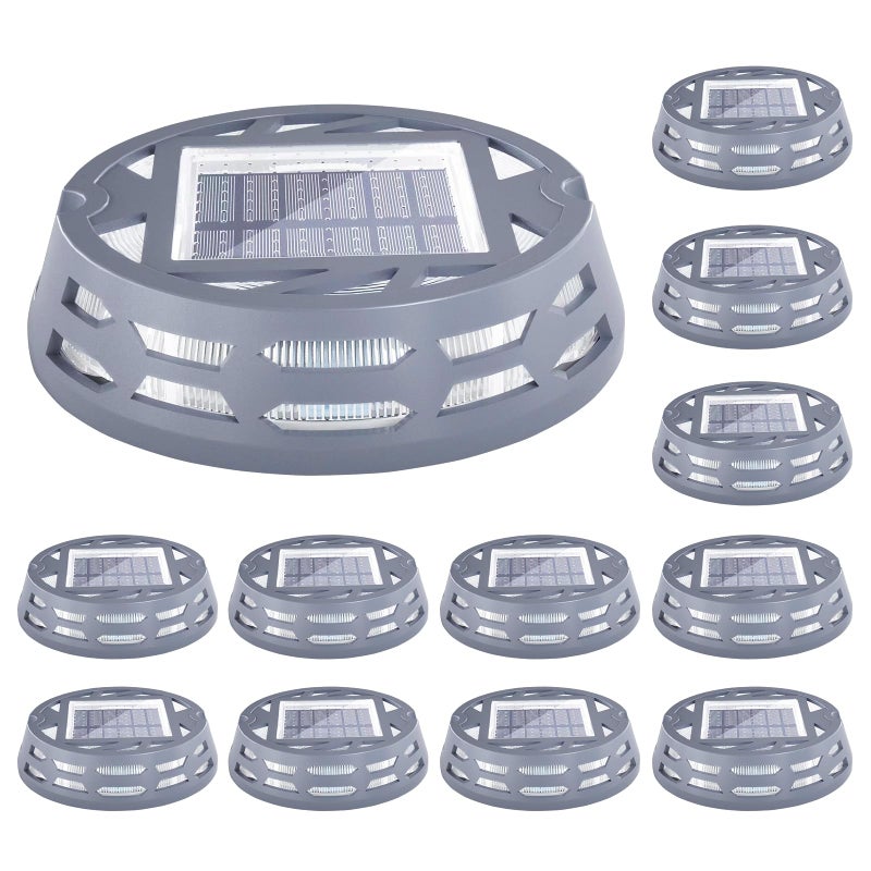 Solar Deck Lights Outdoor Driveway Marker Dock LED Light3 Lighting ModesWarmBright White and Blue IP67 Waterproof Road Markers for Driveway Sidewalk Garden Pathway Yard