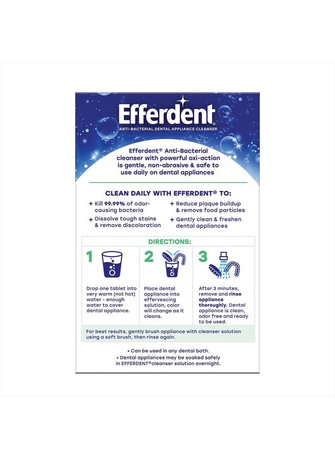 Efferdent - أقراص تنظيف مثبتات الأسنان من إيفردنت، أقراص تنظيف أطقم الأسنان للأجهزة السنية، منعشة ونظيفة، بنكهة النعناع المنعشة، 90 قرصًا - Image 1