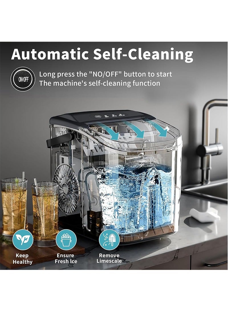 Yoawllty Household Ice Maker Countertop with Handle, Ice Maker Machine 25 Pounds/24H, 9 Ice Cubes in 6 Mins, Compact & Portable Ice Machine for Home, Kitchen, Office, Bar, Party(Grey) - Image 3