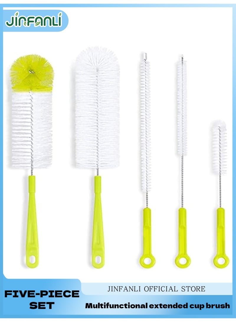 JINFANLI 5Pcs Long Handle Cleaning Brush Sets For Narrow-mouth Baby Bottle Sports Water Bottle Glass Containers Cleaner Tools (greener) - Image 1