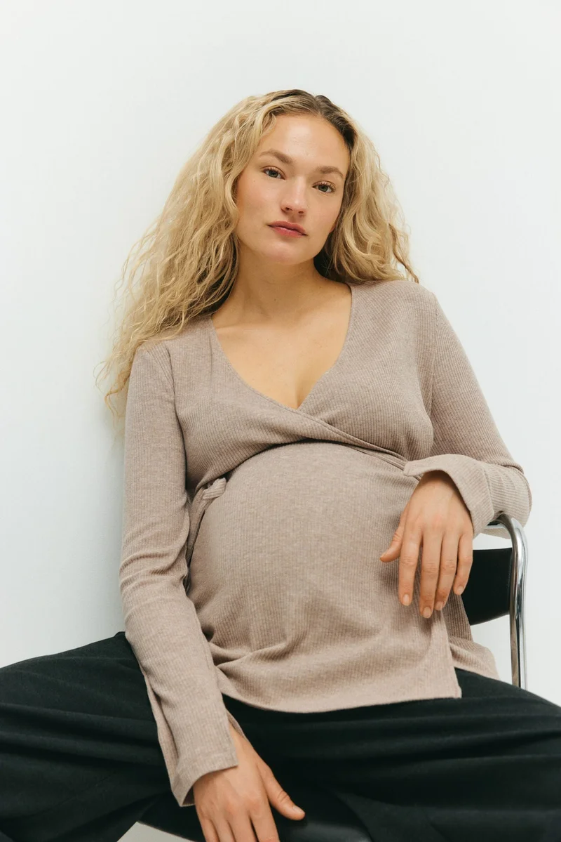 H&M MAMA Ribbed wrap top