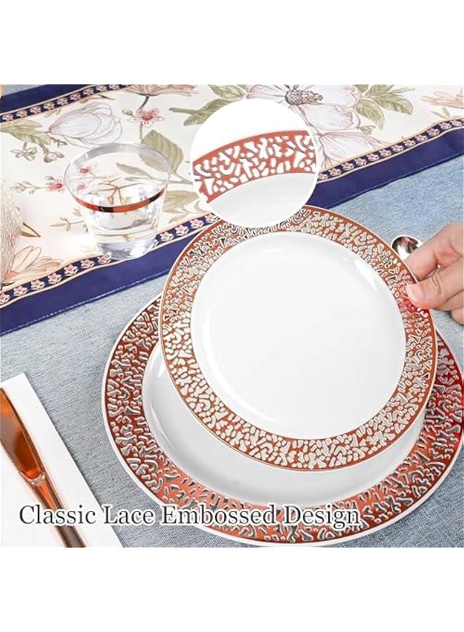 MIXDE 175-Piece Party Supplies Party Tableware Party Disposable Plastic Cutlery Set, Party Supplies Plate, Spoon,Cup,Cutlery-25 Guests (Rose Gold) - Image 4