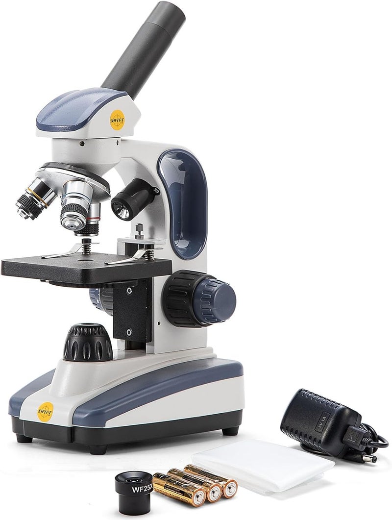 SWIFT Compound Monocular Microscope SW200DL with 40X1000X Magnification Dual Light Precision Fine Focus WideField 25X Eyepiece and Cordless Capability for Student Beginner - Image 2