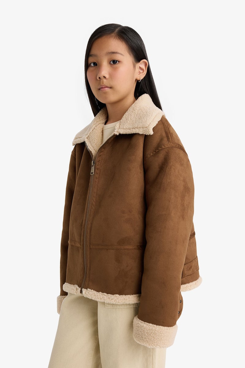 DeFacto Girl Plush Lined Zippered Jacket - Image 3