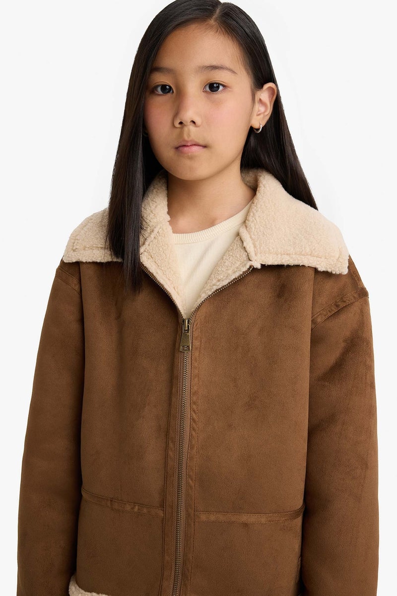 DeFacto Girl Plush Lined Zippered Jacket - Image 4