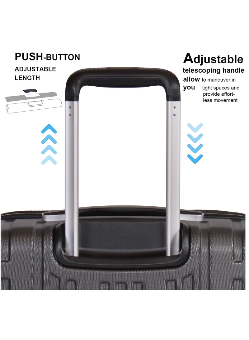 Eminent Black Hard Case Travel Bag Makrolon Polycarbonate Luggage Trolley Lightweight Expandable Zipper Suitcase 4 Quiet Wheels With TSA Lock KG82 Black  | Best Price UAE