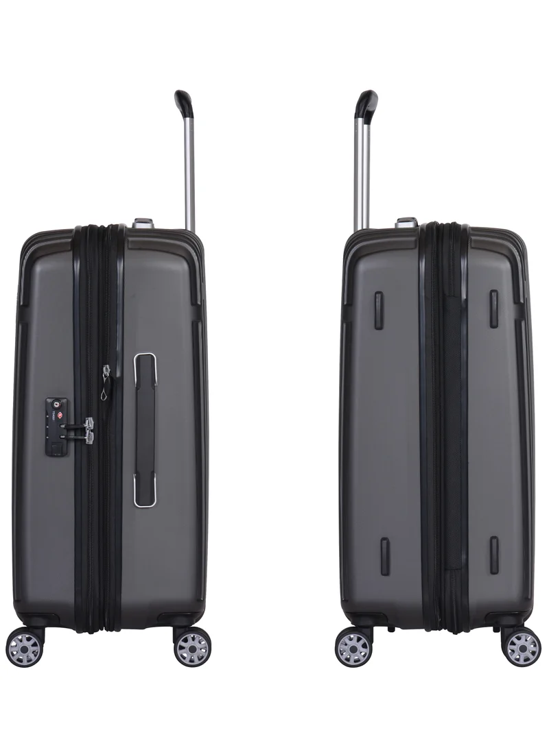 Eminent Black Hard Case Travel Bag Makrolon Polycarbonate Luggage Trolley Lightweight Expandable Zipper Suitcase 4 Quiet Wheels With TSA Lock KG82 Black  | Best Price UAE