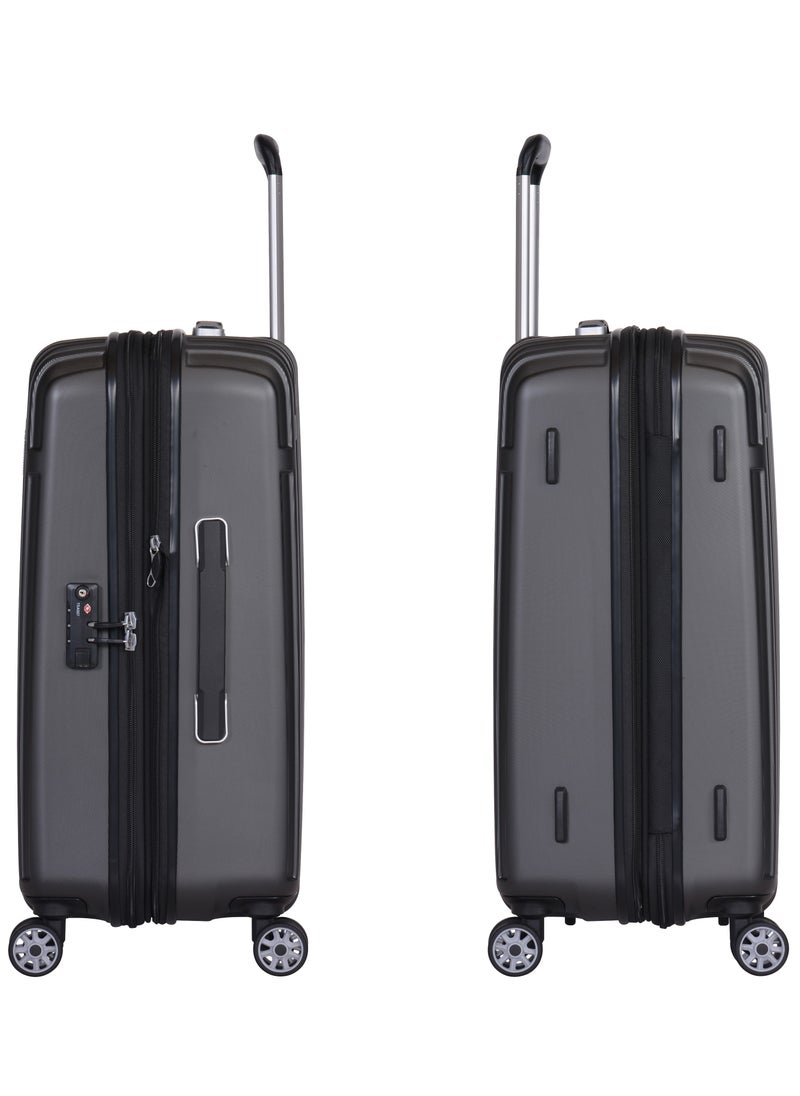 eminent - Hard Case Travel Bag Makrolon Polycarbonate Luggage Trolley Lightweight Expandable Zipper Suitcase 4 Quiet Wheels With TSA Lock KG82 Black - Image 1