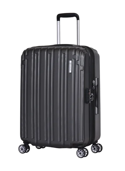 إيمينينت Hard Case Travel Bag Makrolon Polycarbonate Luggage Trolley Lightweight Expandable Zipper Suitcase 4 Quiet Wheels With TSA Lock KG82 Black