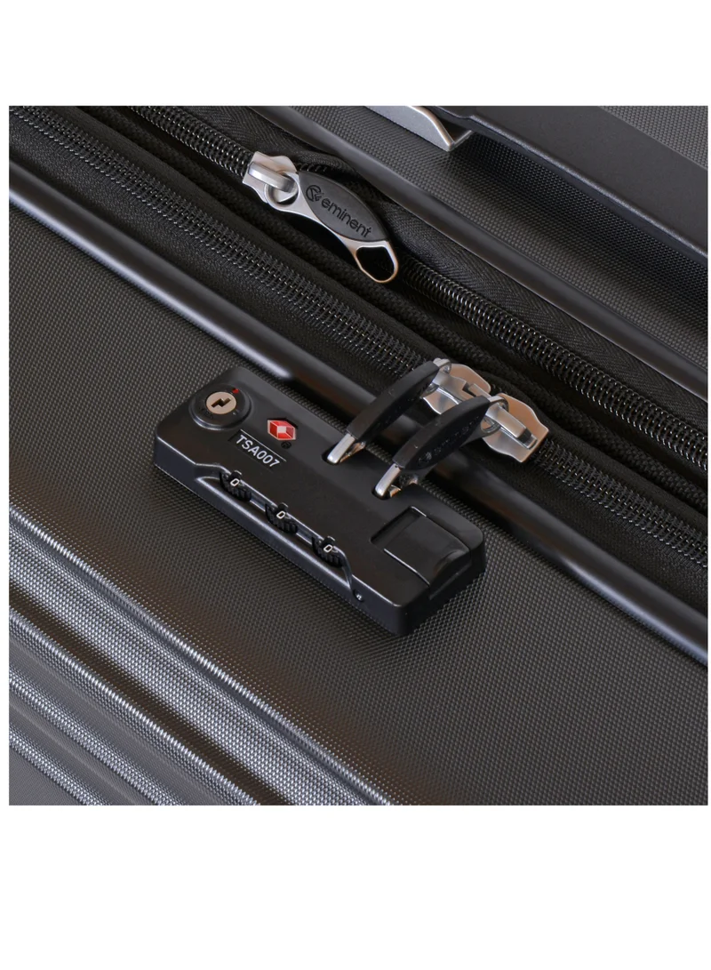 Eminent Black Hard Case Travel Bag Makrolon Polycarbonate Luggage Trolley Lightweight Expandable Zipper Suitcase 4 Quiet Wheels With TSA Lock KG82 Black  | Best Price UAE