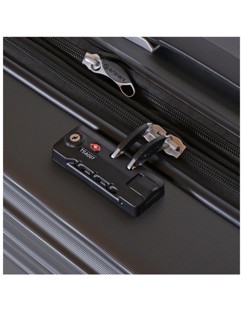 eminent - Hard Case Travel Bag Makrolon Polycarbonate Luggage Trolley Lightweight Expandable Zipper Suitcase 4 Quiet Wheels With TSA Lock KG82 Black - Image 1